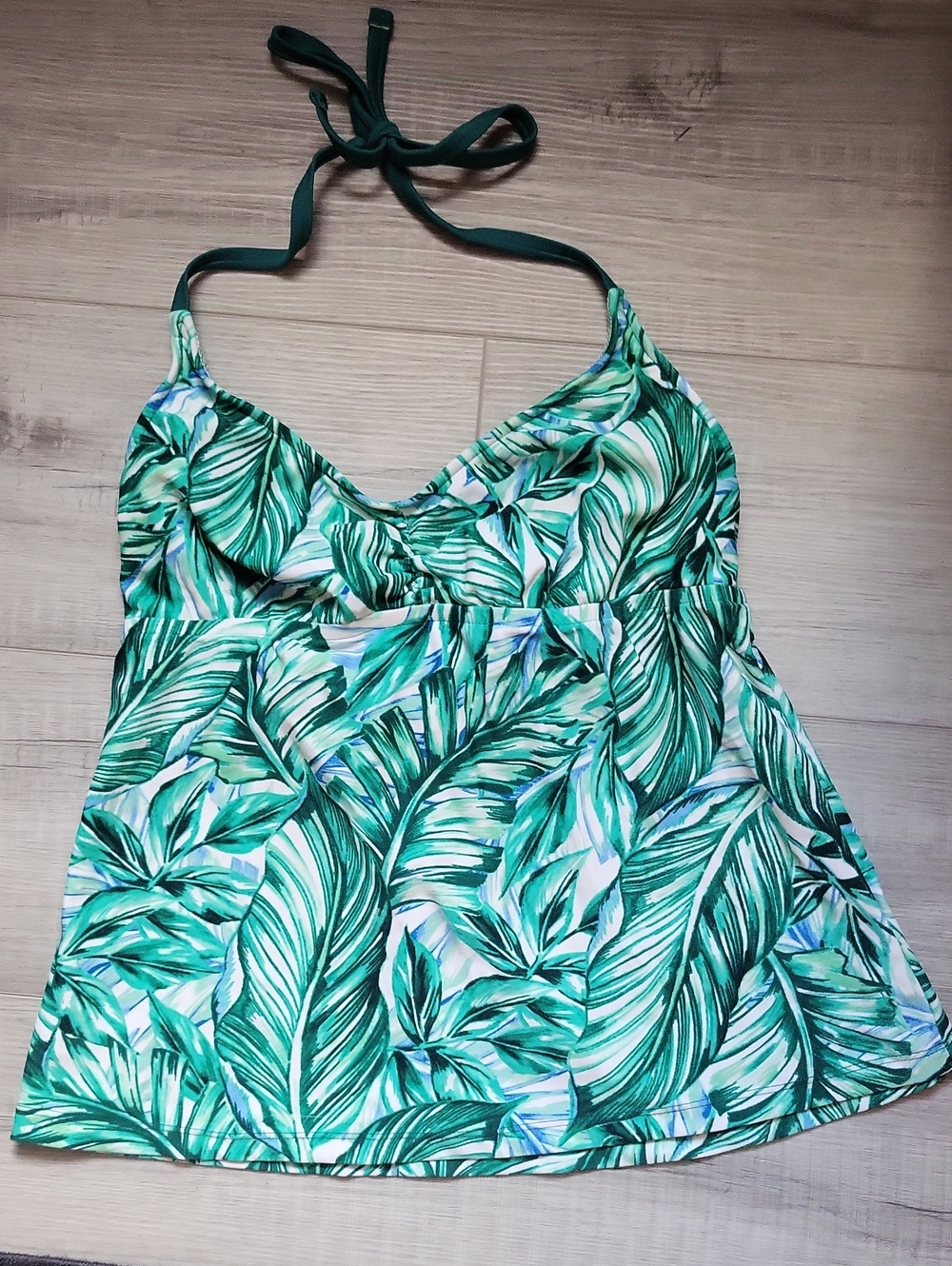 Mossimo Supply Co. Green Leaf Print Halter Tankini Top